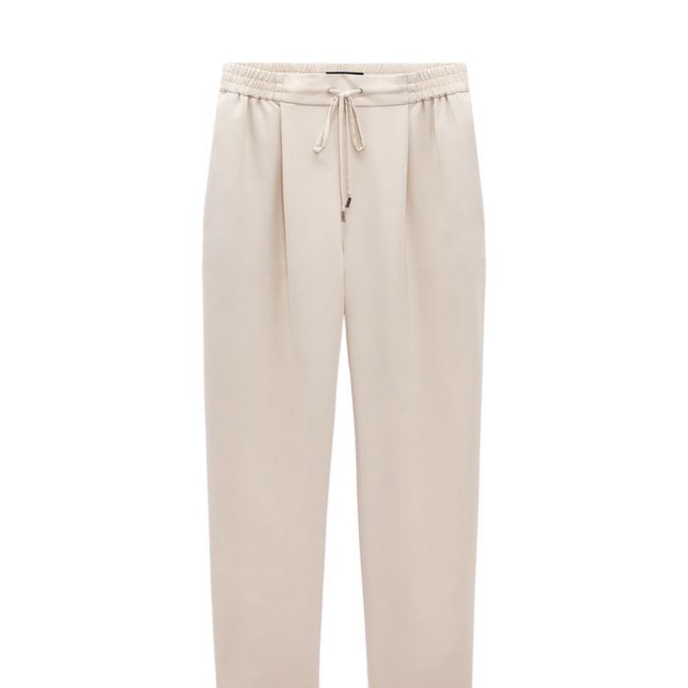 Elegant Cream Drawstring Pants